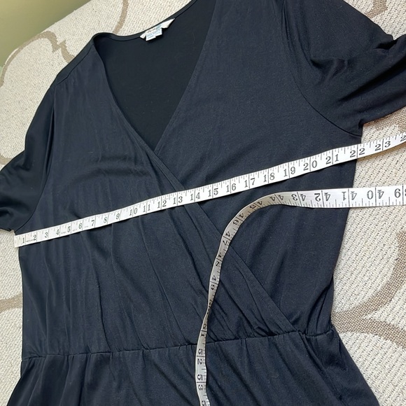 Boden black 3/4 sleeve fixed wrap jersey stretch dress, size 16 long - Picture 7 of 12
